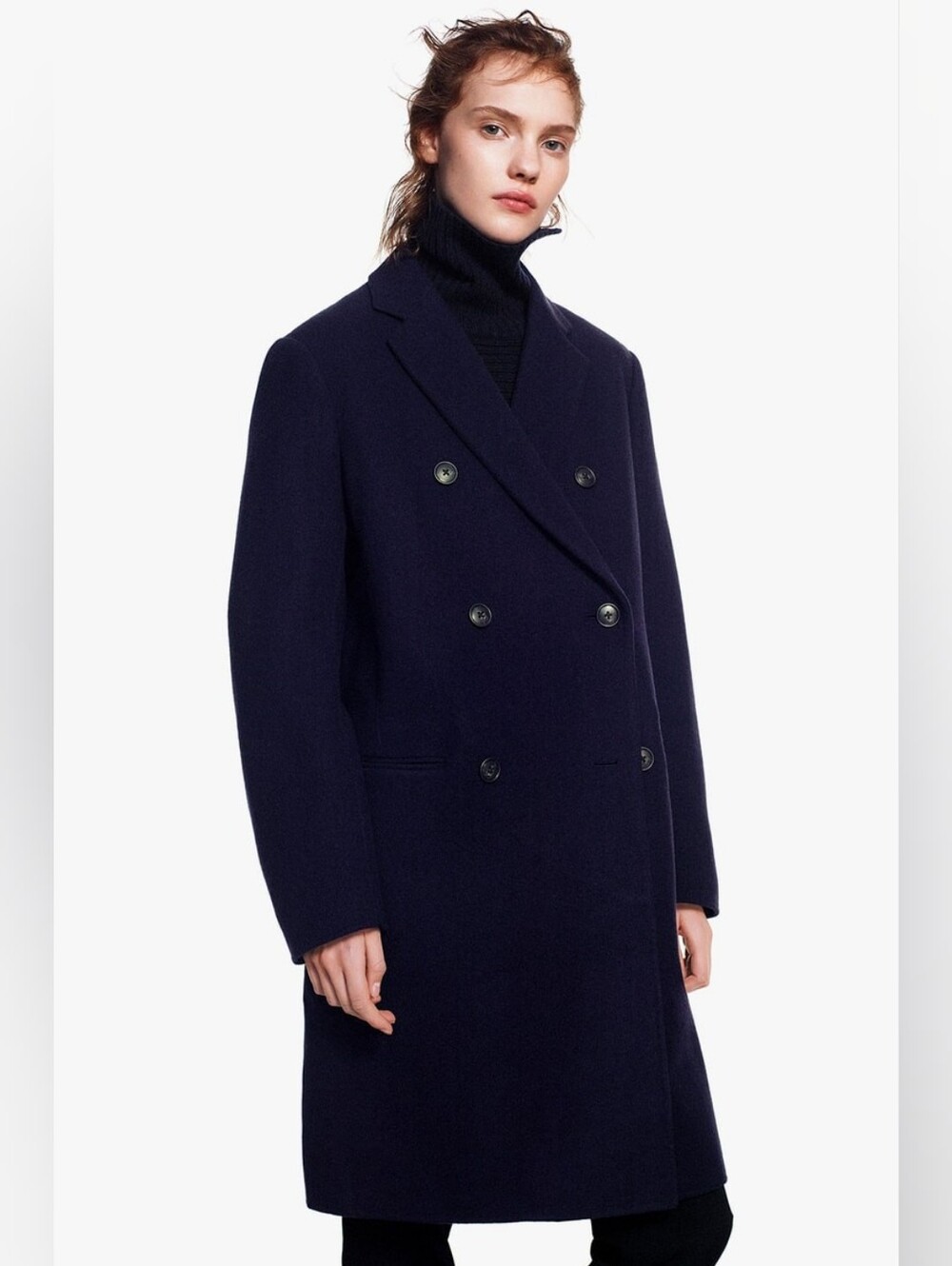 Uniqlo +J Jil Sander Navy Blue Double Breasted Peacoat Size XS
